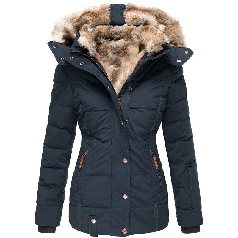 Hooded faux fur warm winter coat for women -4