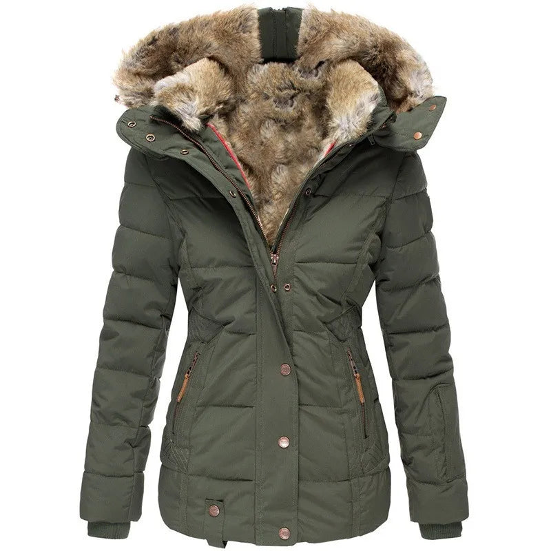 Hooded faux fur warm winter coat for women -1
