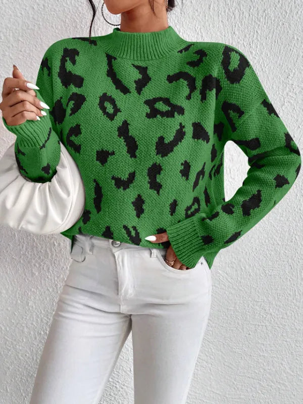 Bold leopard-print knit everyday jumper for women -4