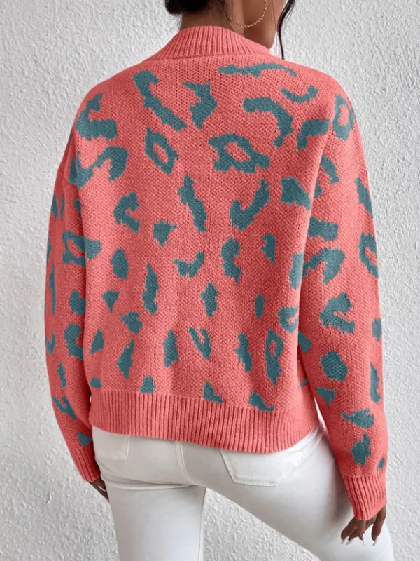 Bold leopard-print knit everyday jumper for women -6