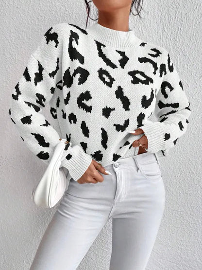 Bold leopard-print knit everyday jumper for women -1