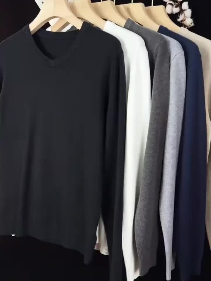 Varell | Men's V Neck Ribbed Trim Knit Sweater