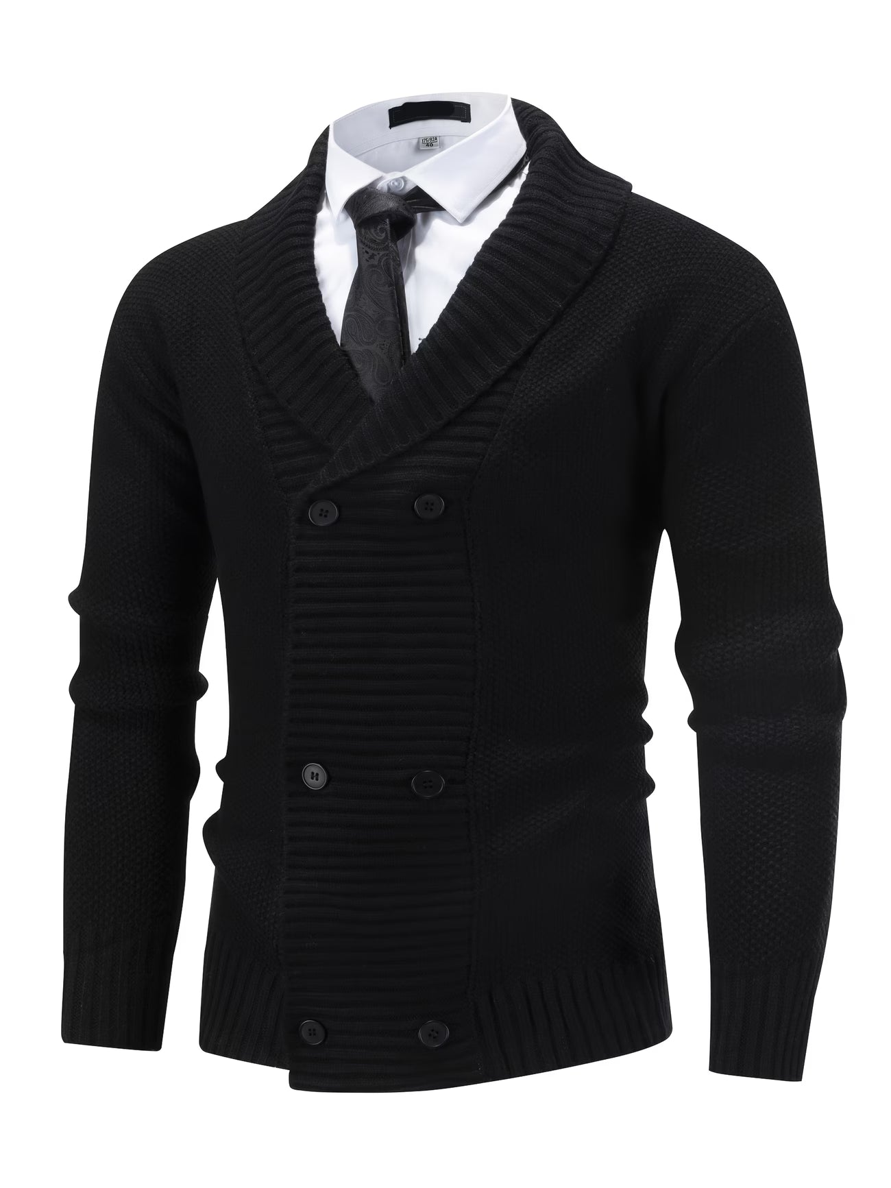 Rhovan | Men's Shawl Collar Double Breasted Knit Cardigan