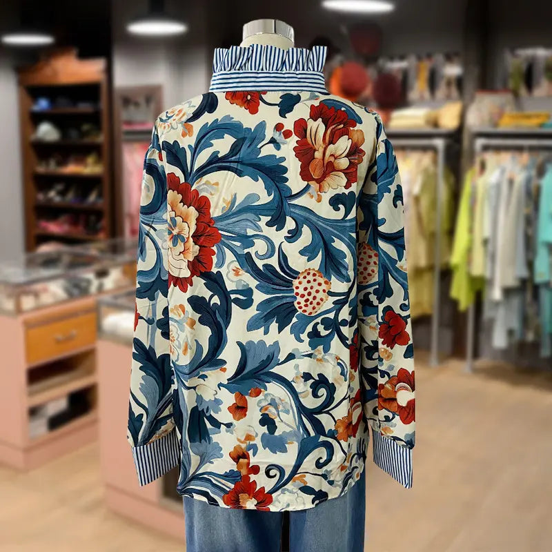 Classy vintage floral printed everyday blouse for women | Serenity -2