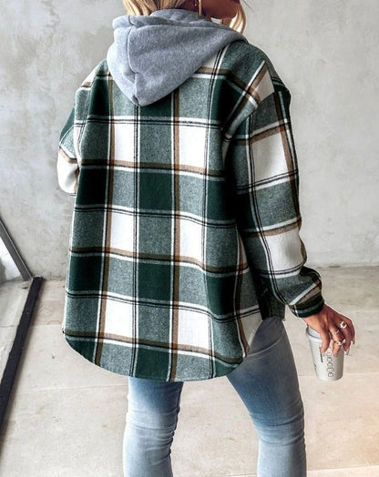 Rosalie | Women's Plaid Hooded Button Front Jacket