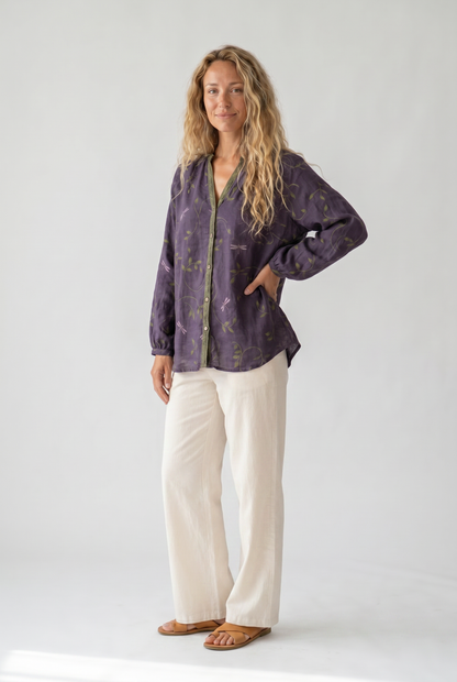 Cerynne | Women's Vintage Floral V Neck Long Sleeve Blouse