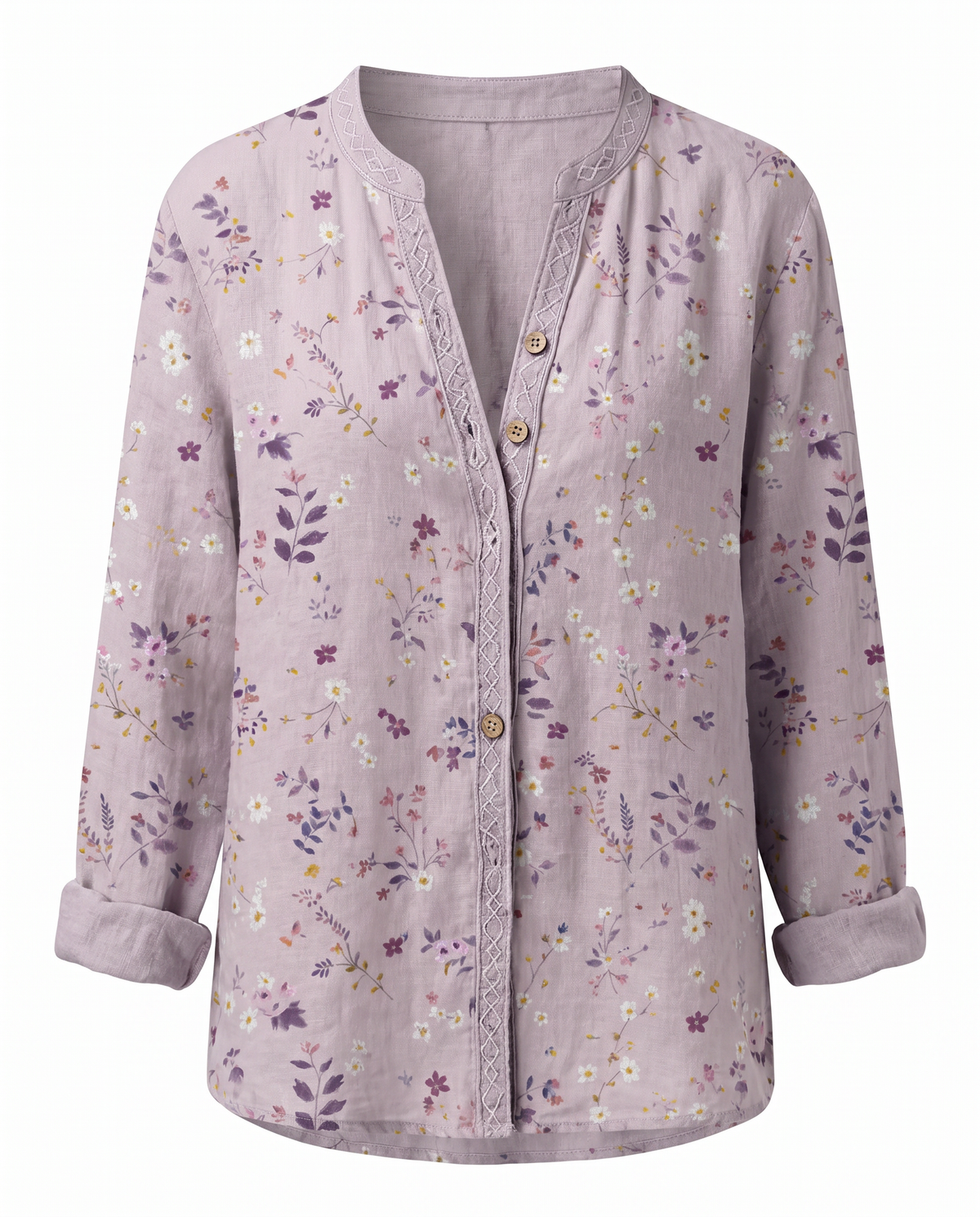 Cerynne | Women's Vintage Floral V Neck Long Sleeve Blouse