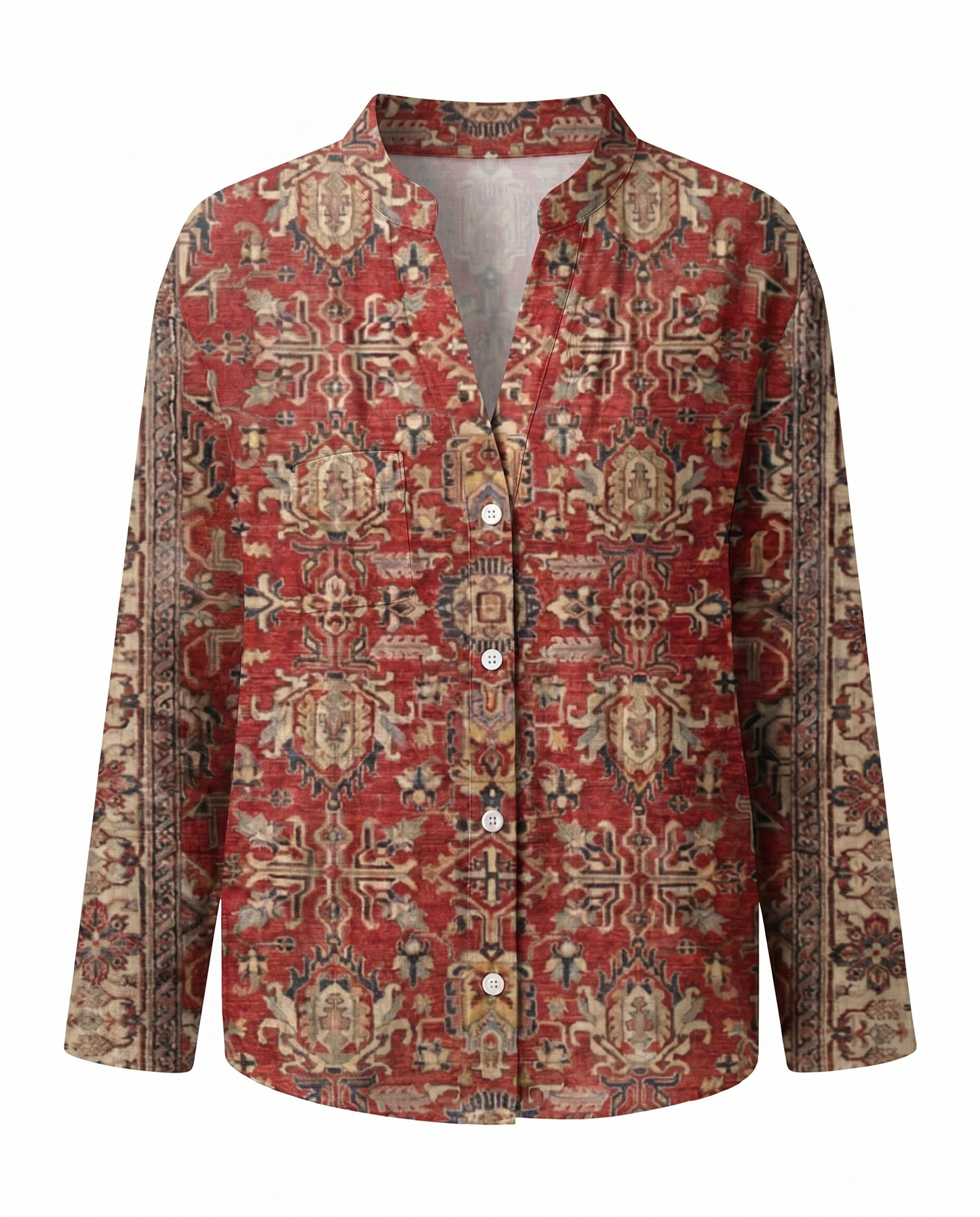 Cerynne | Women's Vintage Floral V Neck Long Sleeve Blouse
