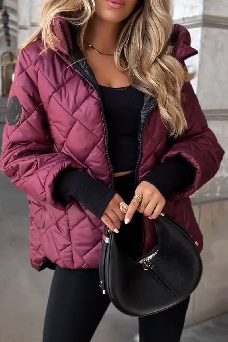 Jhiea | Women's Quilted Hooded Jacket with Ribbed Cuffs