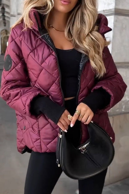 Jhiea | Women's Quilted Hooded Jacket with Ribbed Cuffs