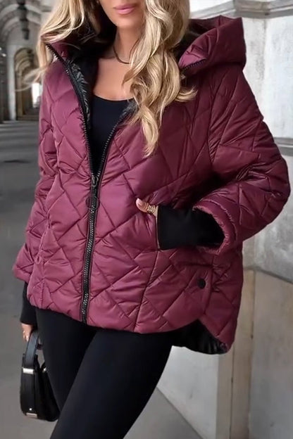 Jhiea | Women's Quilted Hooded Jacket with Ribbed Cuffs