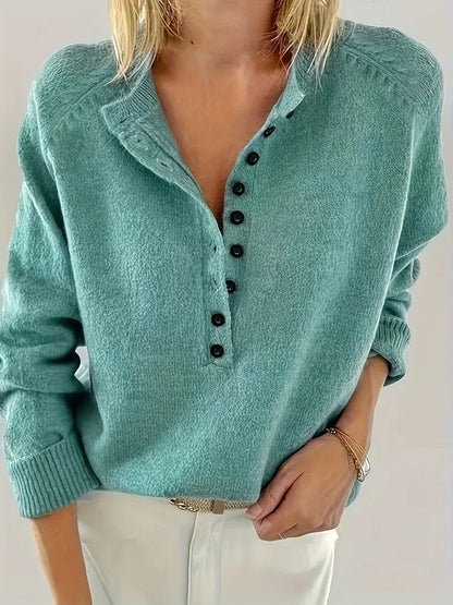 Velmara | Women's V Neck Button Front Knit Sweater