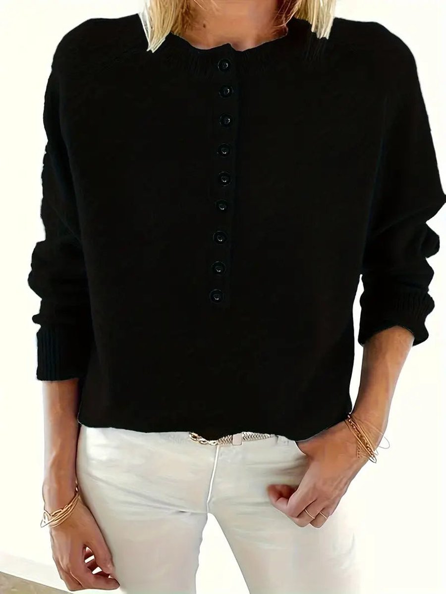 Velmara | Women's V Neck Button Front Knit Sweater