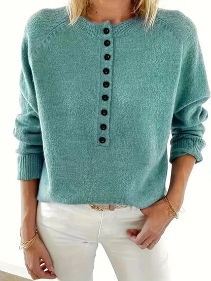 Velmara | Women's V Neck Button Front Knit Sweater