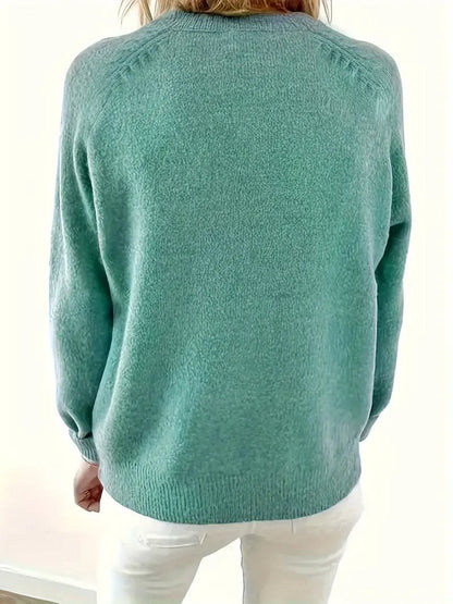 Velmara | Women's V Neck Button Front Knit Sweater