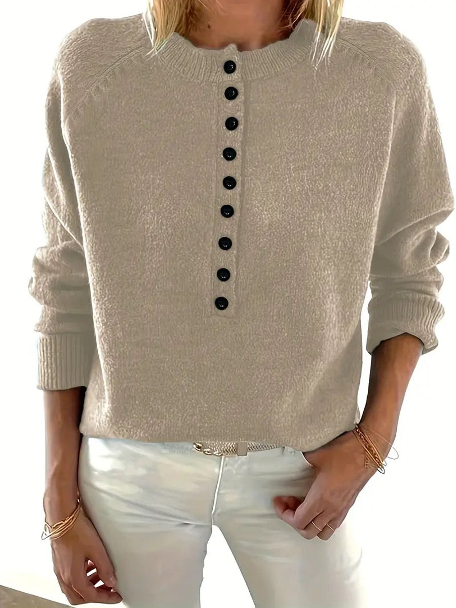 Velmara | Women's V Neck Button Front Knit Sweater