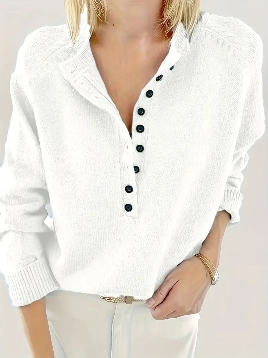 Velmara | Women's V Neck Button Front Knit Sweater
