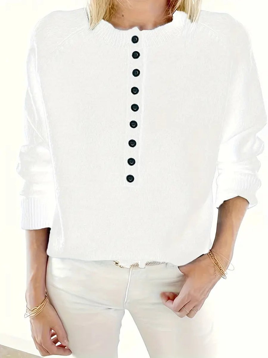 Velmara | Women's V Neck Button Front Knit Sweater