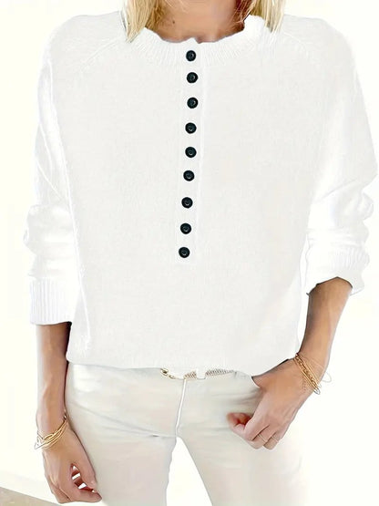 Velmara | Women's V Neck Button Front Knit Sweater